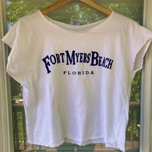XL/2X White Tropical Gear cropped top